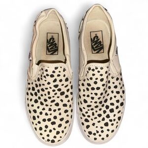 Vans Cream Slip-On Shoes with Black Dots